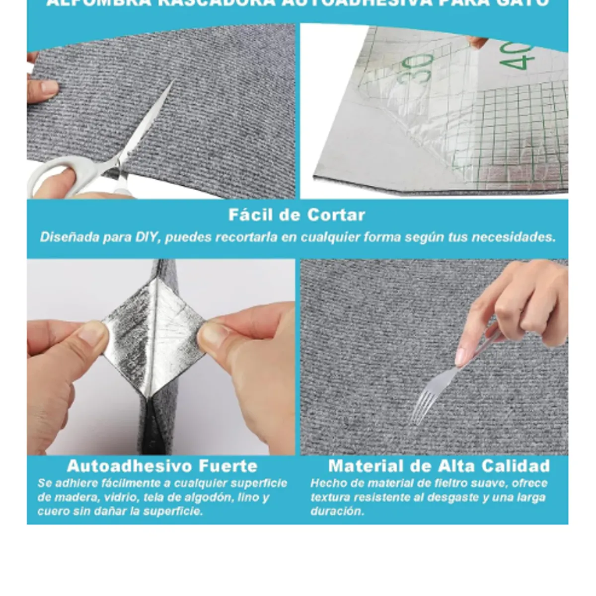 GENERICO - Tapete Rascador Gato Autoadhesivo Protector Sofa Cama Silla