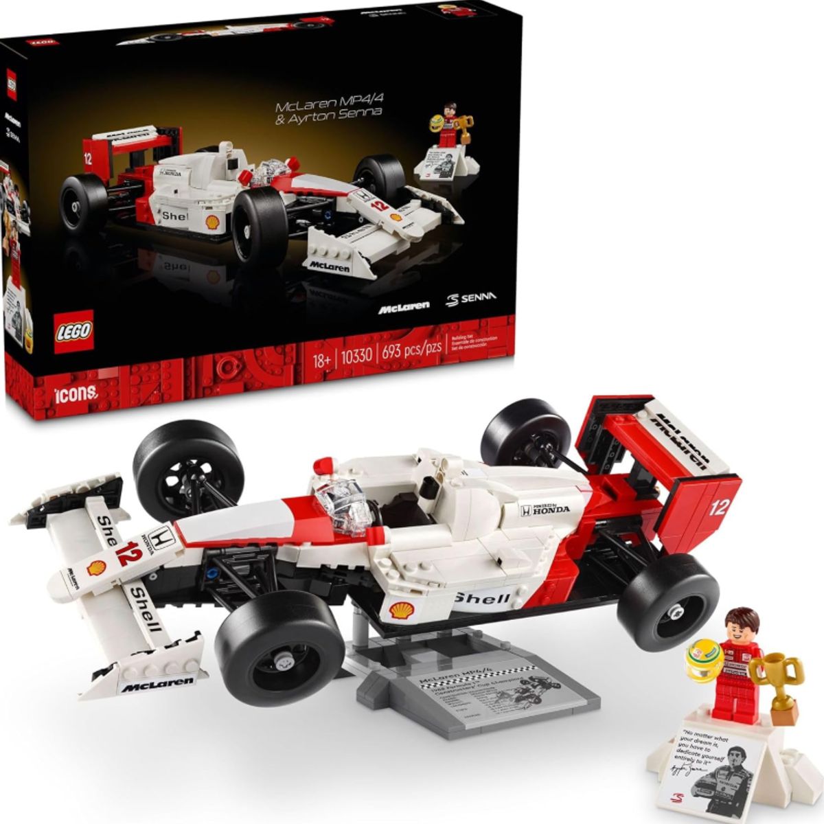 LEGO - LEGO Icons McLaren MP4/4 & Ayrton Senna Model Race Car 10330