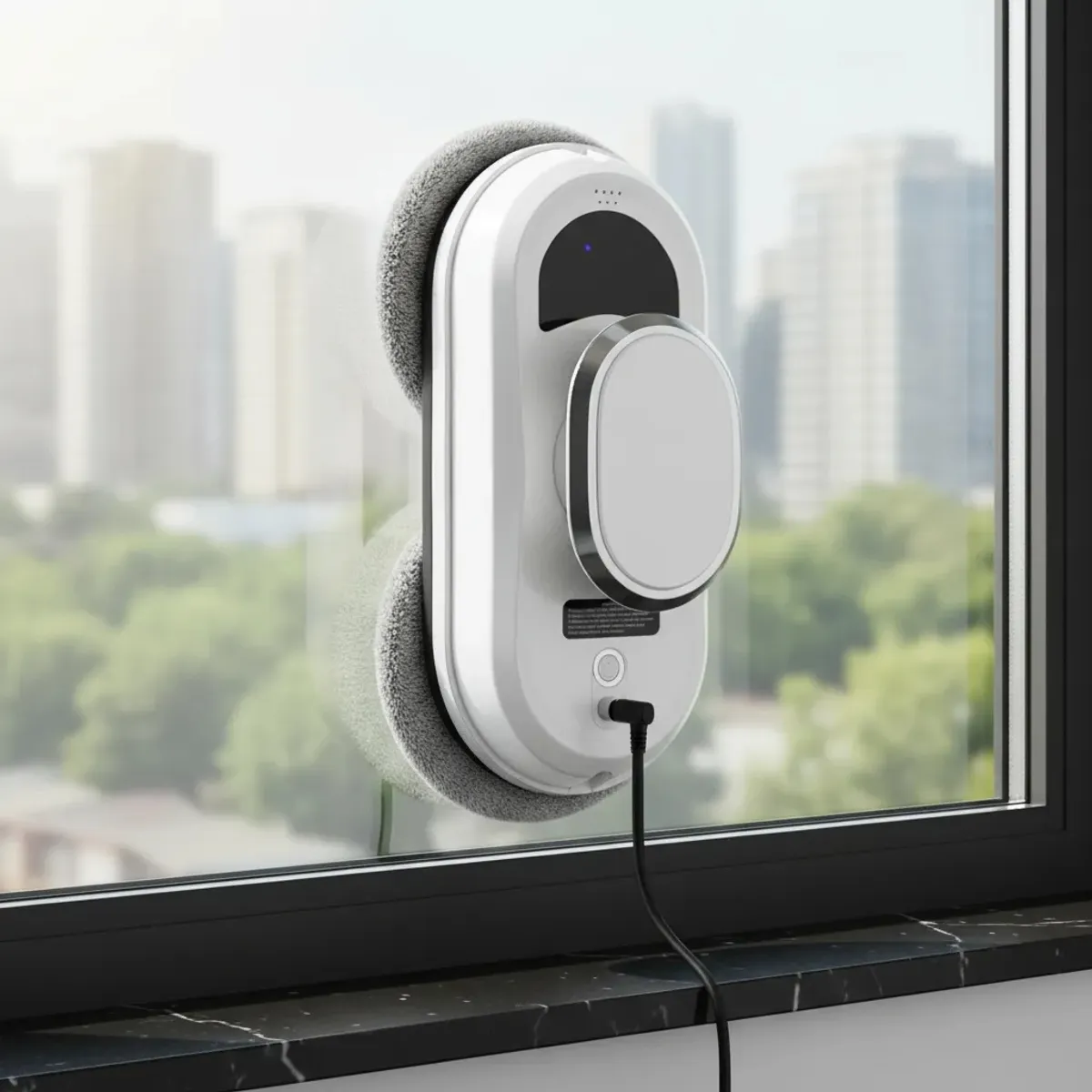 GENERICO - Limpiador De Ventanas Inteligente Con Control Remoto Sistema De Seguridad Con Cuerda Ideal Para Departamentos