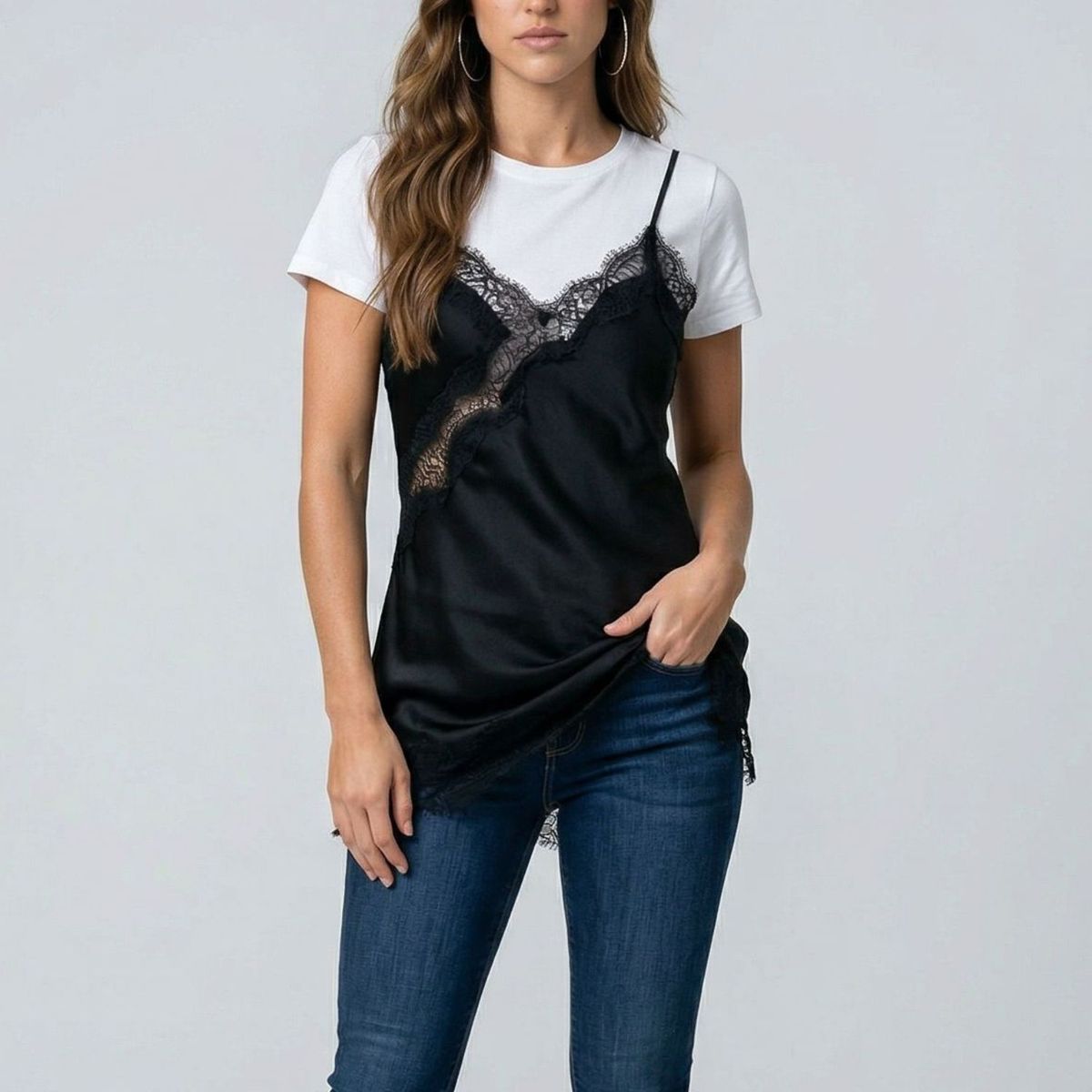 ANONIMASTORE - Vestido Lencero Satinado