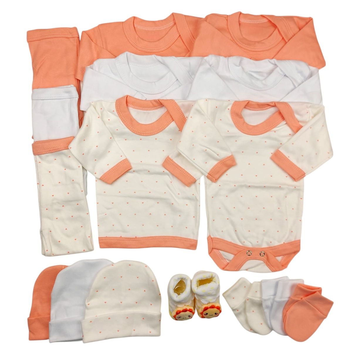 GENERICO - Pack 16 Piezas 0/3 Meses Damasco Corazones