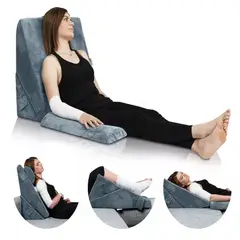 GENERICO - Almohada Cojín Espuma Viscoelástica Lumbar Set 3 Piezas Gris