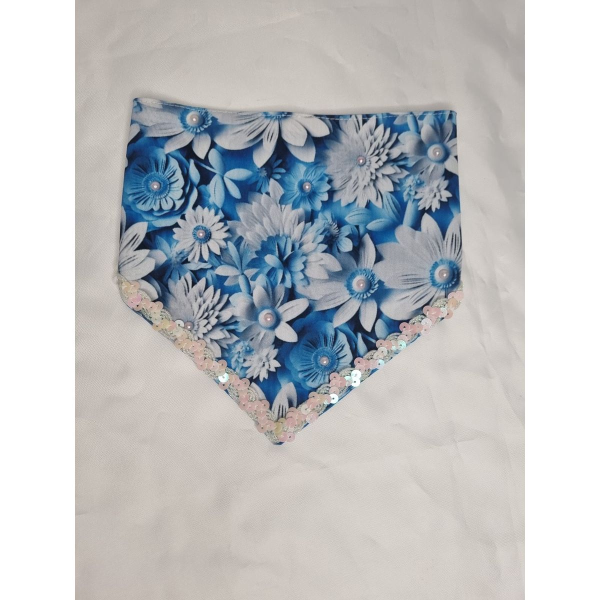 EL MUNDO DE EMMA - Bandana mascota flores celeste talla XL