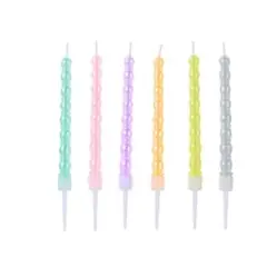 GENERICO - Velas largas forma de farol colores pasteles 6pcs 1x12cm