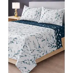 DORAL - Sabana 2 plaza 200 hilos DISEÑO BLUE EUCALYPTUS