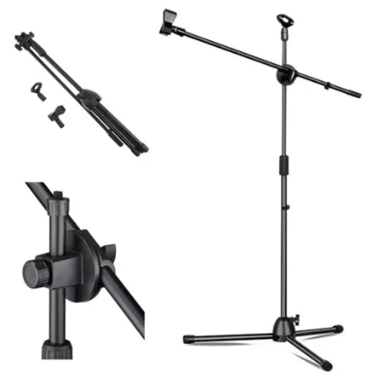 GENERICO - Atril Micrófono Soporte Pedestal Profesional Ajustable Color Negro Tecnopro