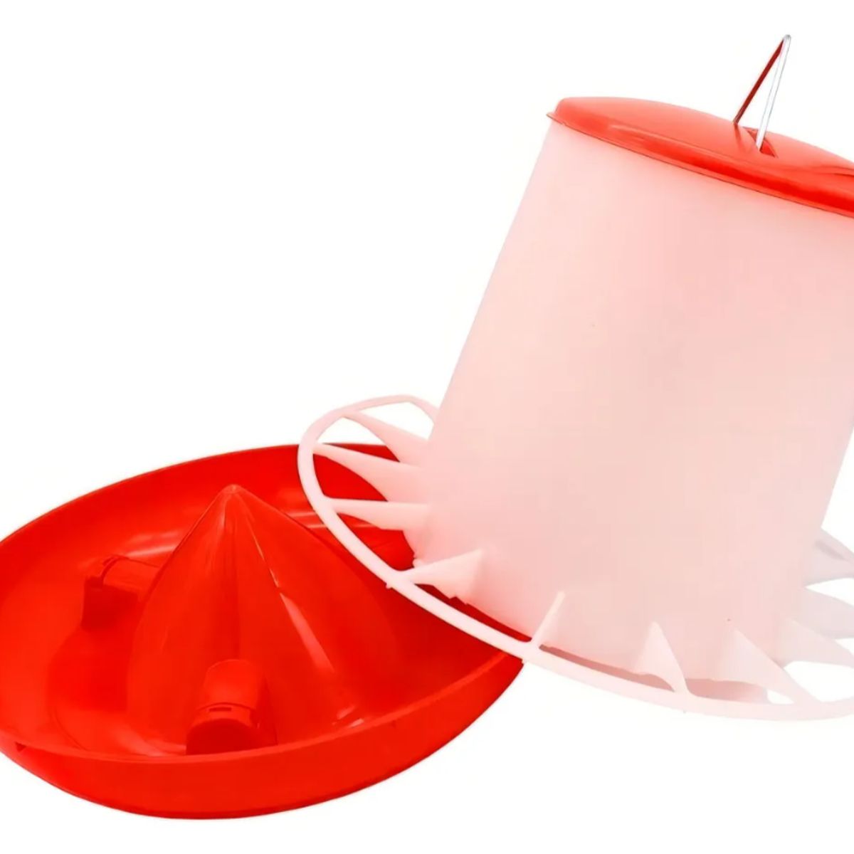 GENERICO - Comedero para Aves Alba Hogar Plástico 9kg Rojo con Tapa y Separadores