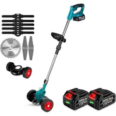 GENERICO - CORTADORA DE PASTO INALAMBRICA CON RUEDAS + ACCESORIOS