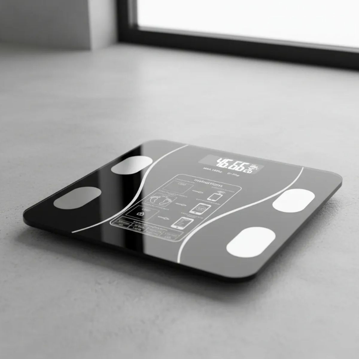 GENERICO - Balanza Pesa Digital Bluetooth Inteligente App Smart Baño Color Negro