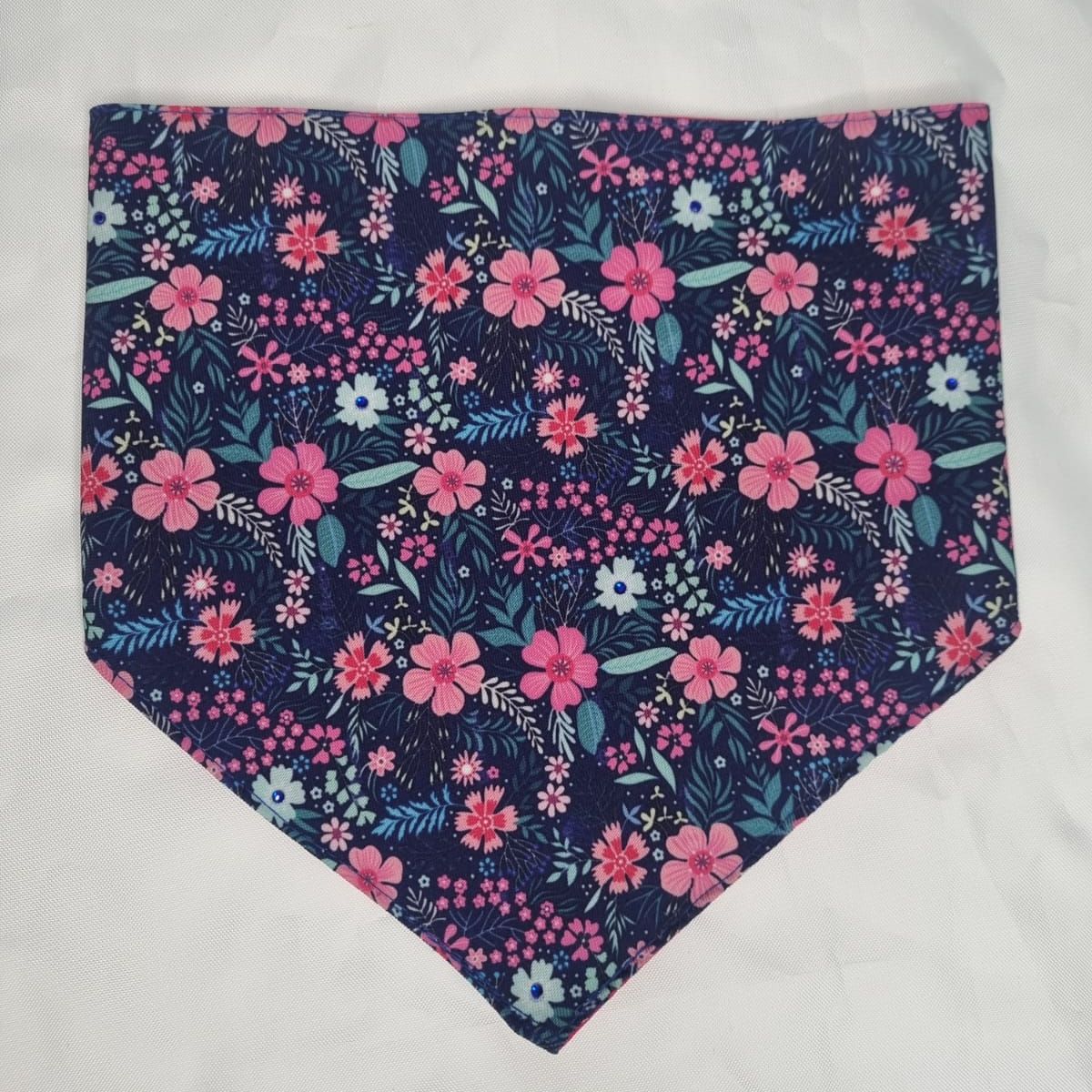EL MUNDO DE EMMA - Bandana mascota azul flores talla L