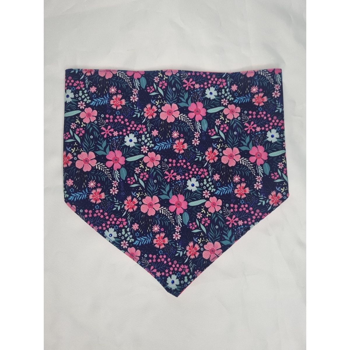 EL MUNDO DE EMMA - Bandana mascota azul flores talla L