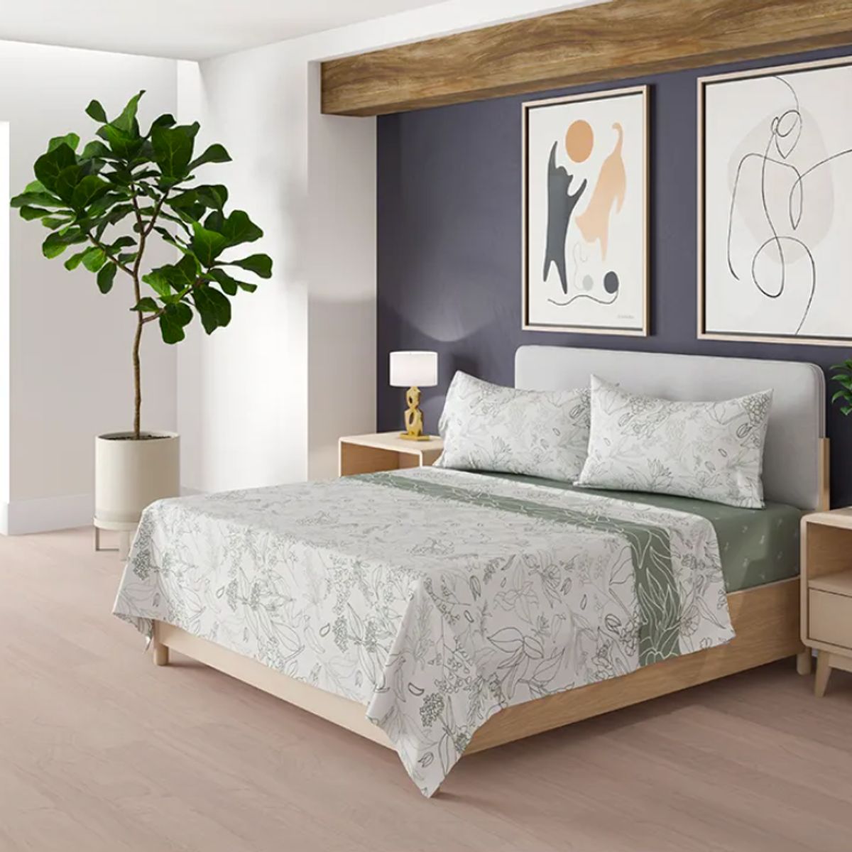 DORAL - Sabana KING plaza 200 hilos DISEÑO BLUE PUMPKIN