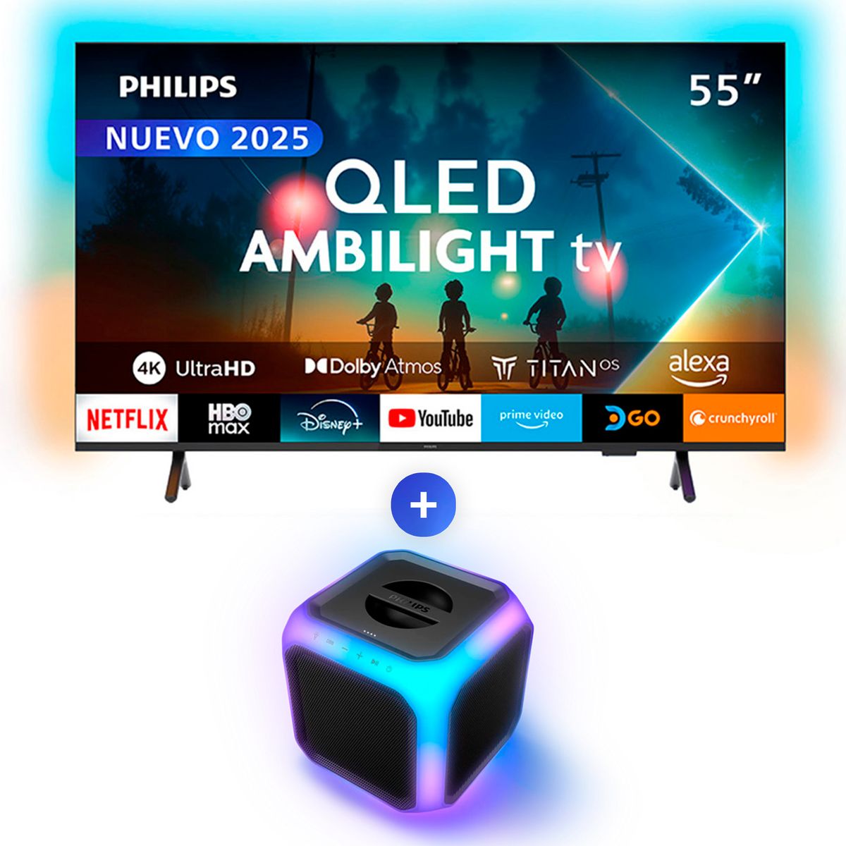 PHILIPS - QLED Ambilight TV 55PUD8250 + BT Speaker TAX2707