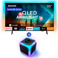 PHILIPS - QLED Ambilight TV 55PUD8250 + BT Speaker TAX2707
