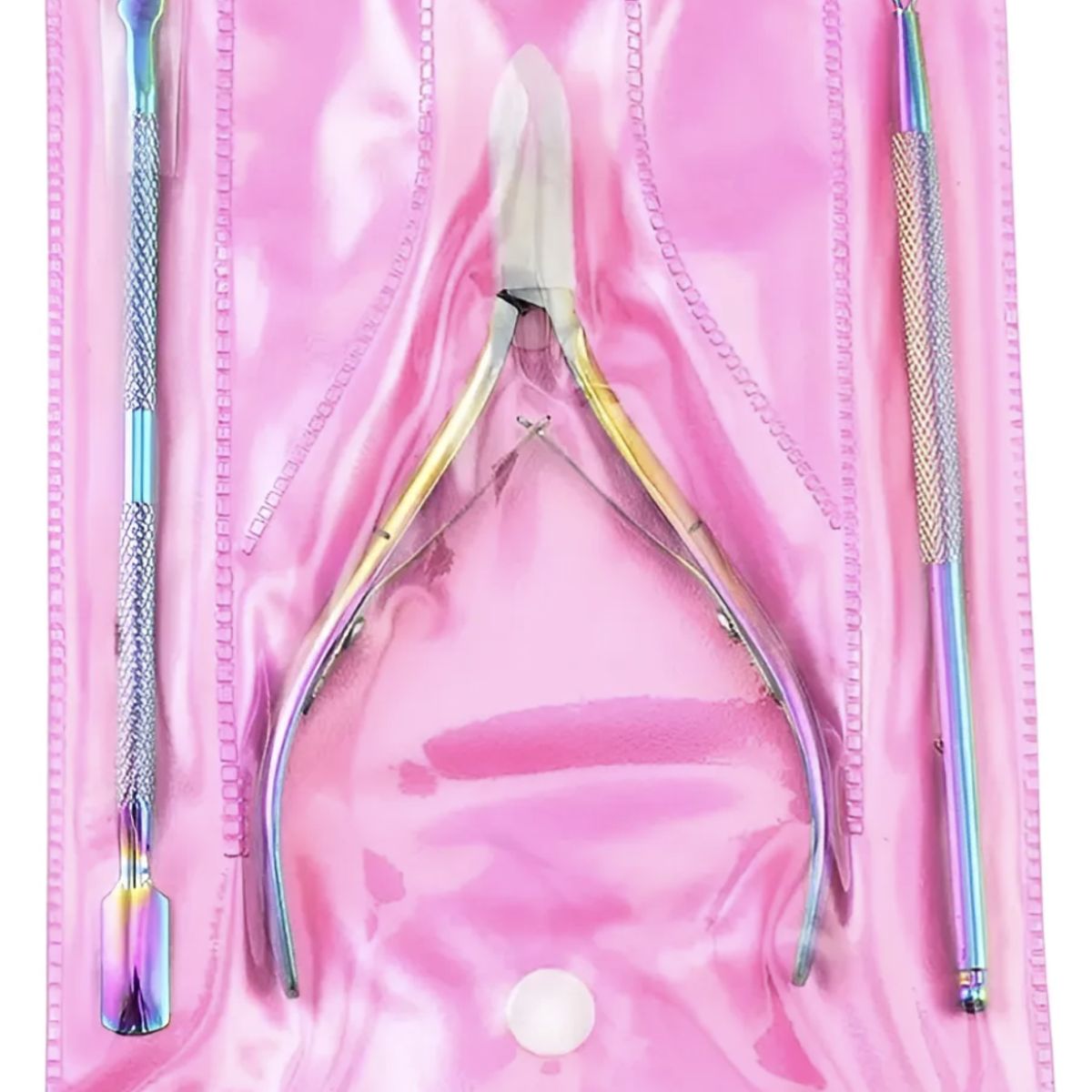 GENERICO - Set 3 Herramientas Manicure Alicate Corta Cutículas Repujadores Tornasol