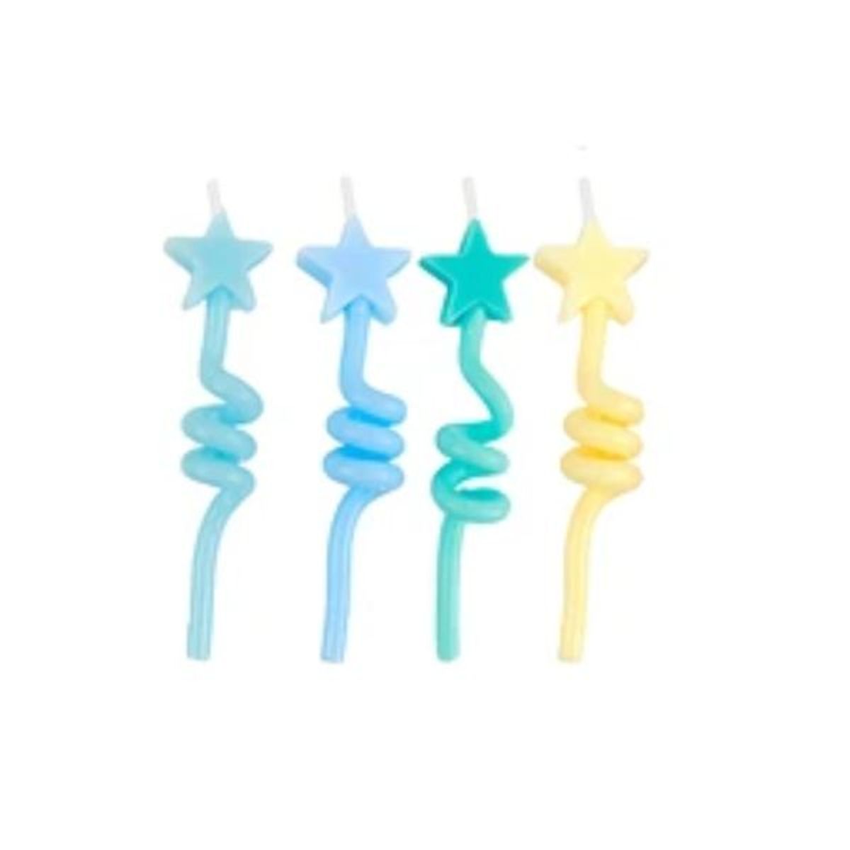 GENERICO - Set de velas de estrellas en espiral azul 4pcs