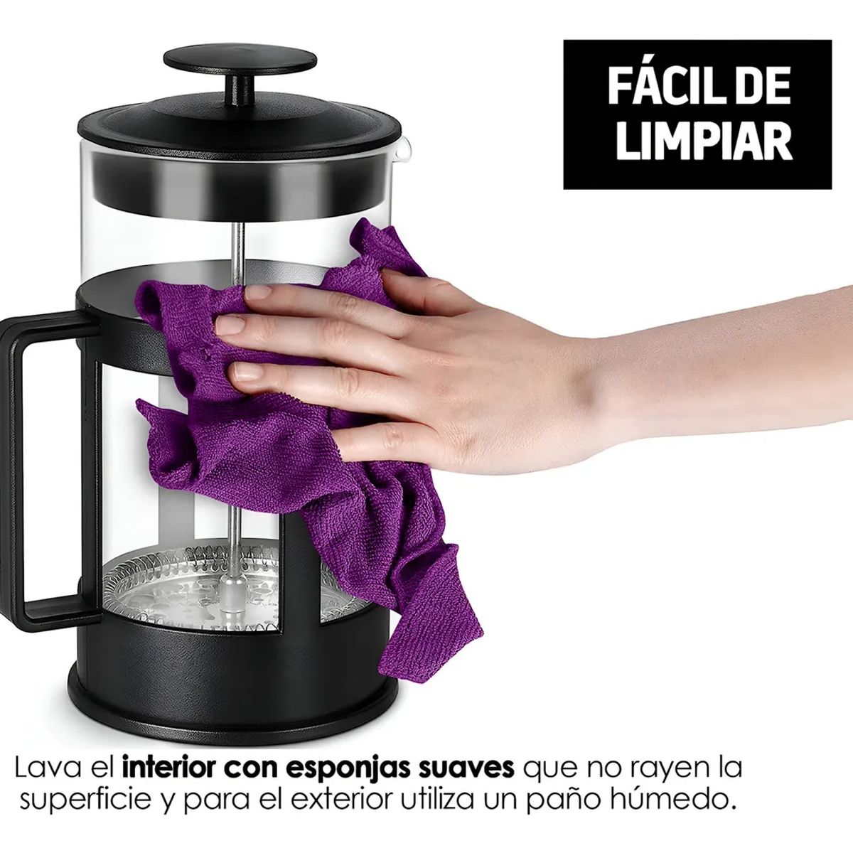 GENERICO - Pack Cafetera Greca Italiana 9 Tazas + Prensa Francesa 1000ml Color Negro