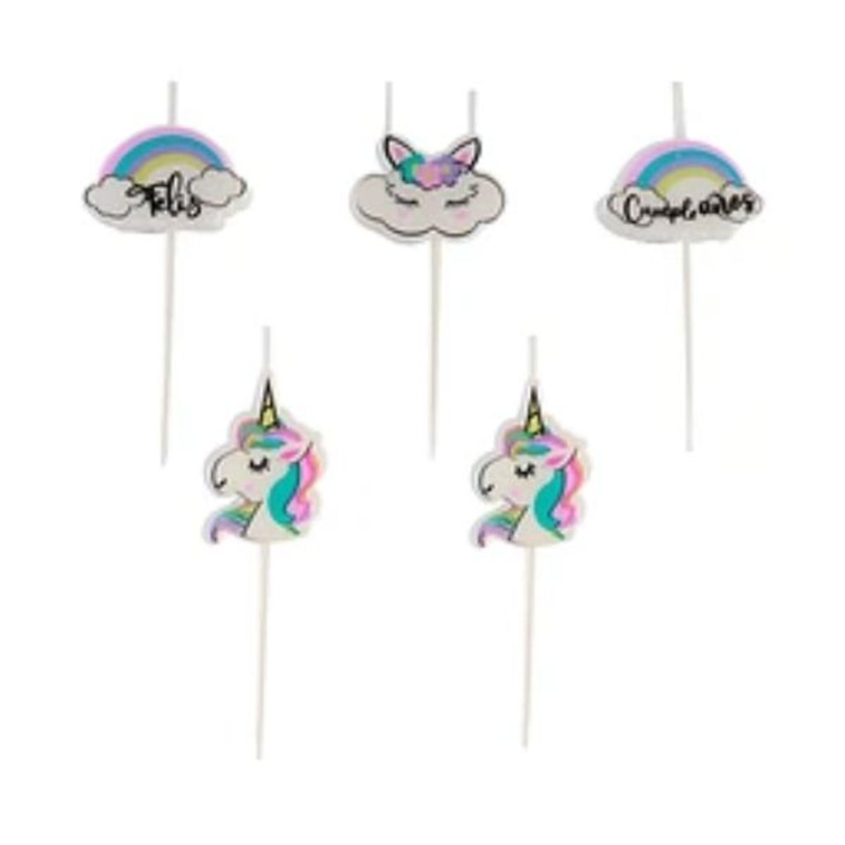 GENERICO - Velas de unicornio 5pcs 3cmx7cm