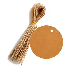 GENERICO - Cordel Hilos Yute Natural 300 Etiquetas Regalo Papel Kraft