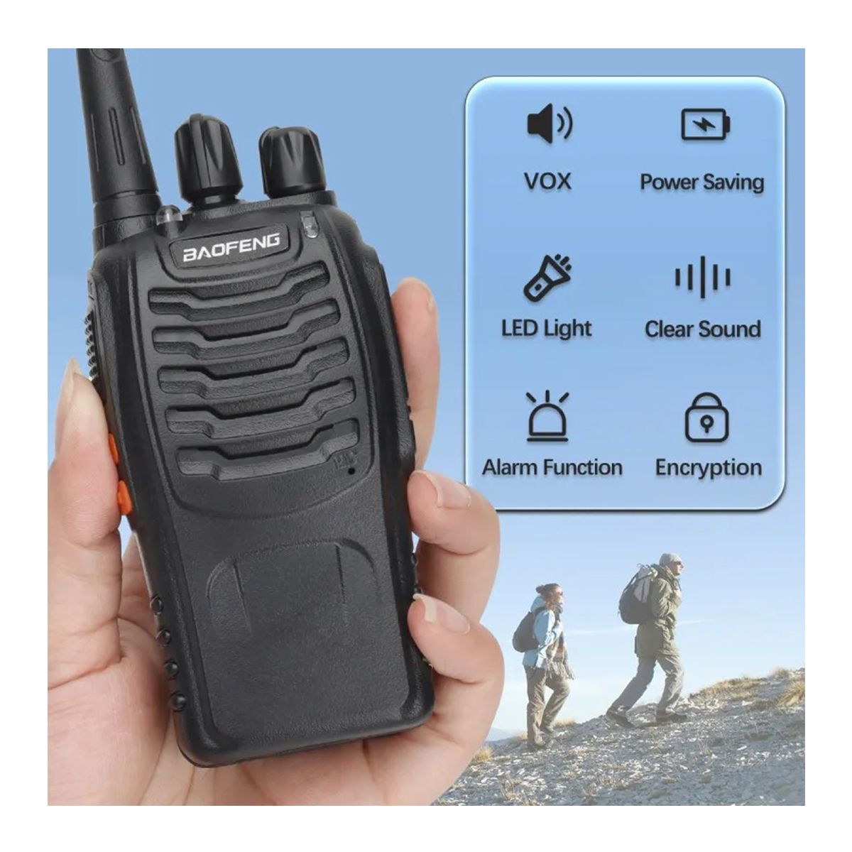 EVERSO - 2 Radio Transmisor Portátiles Walkie Talkie Bf-888s Baofeng Color Negro