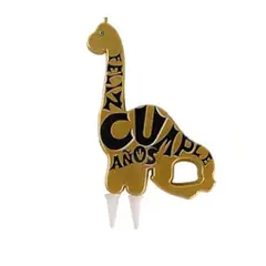 GENERICO - Vela dinosaurio feliz cumpleaños dorado 8x13cm