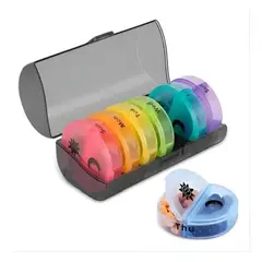 GENERICO - Pastillero Semanal Organizador Portátil 2 Tomas 7 Dias Color