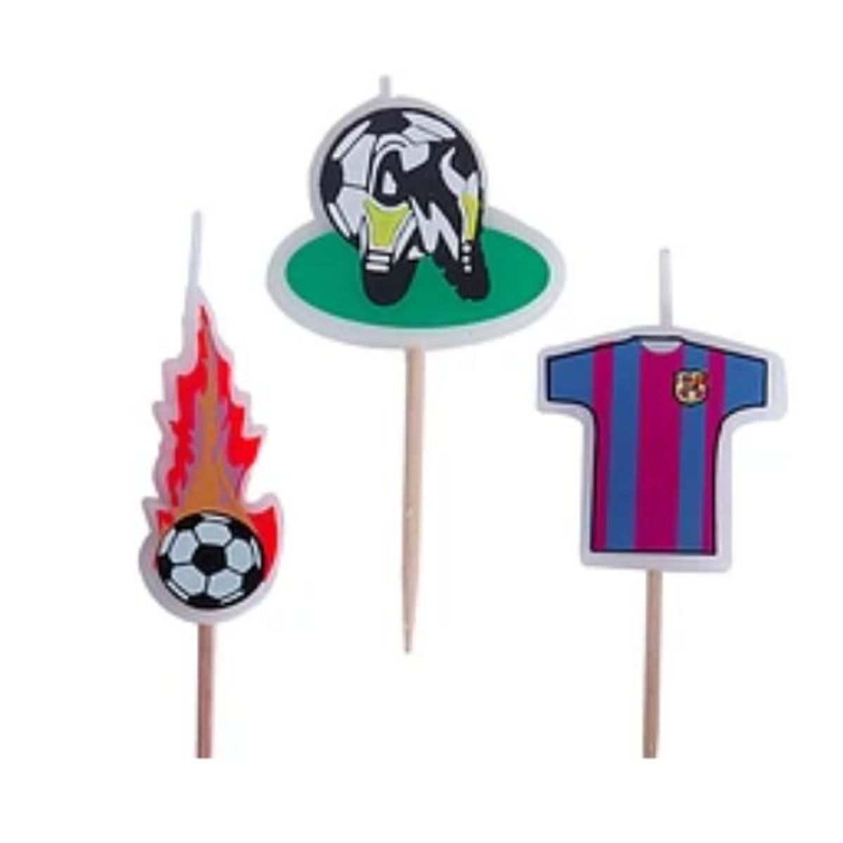 GENERICO - Velas de futbol 3 pcs 3x4 cm