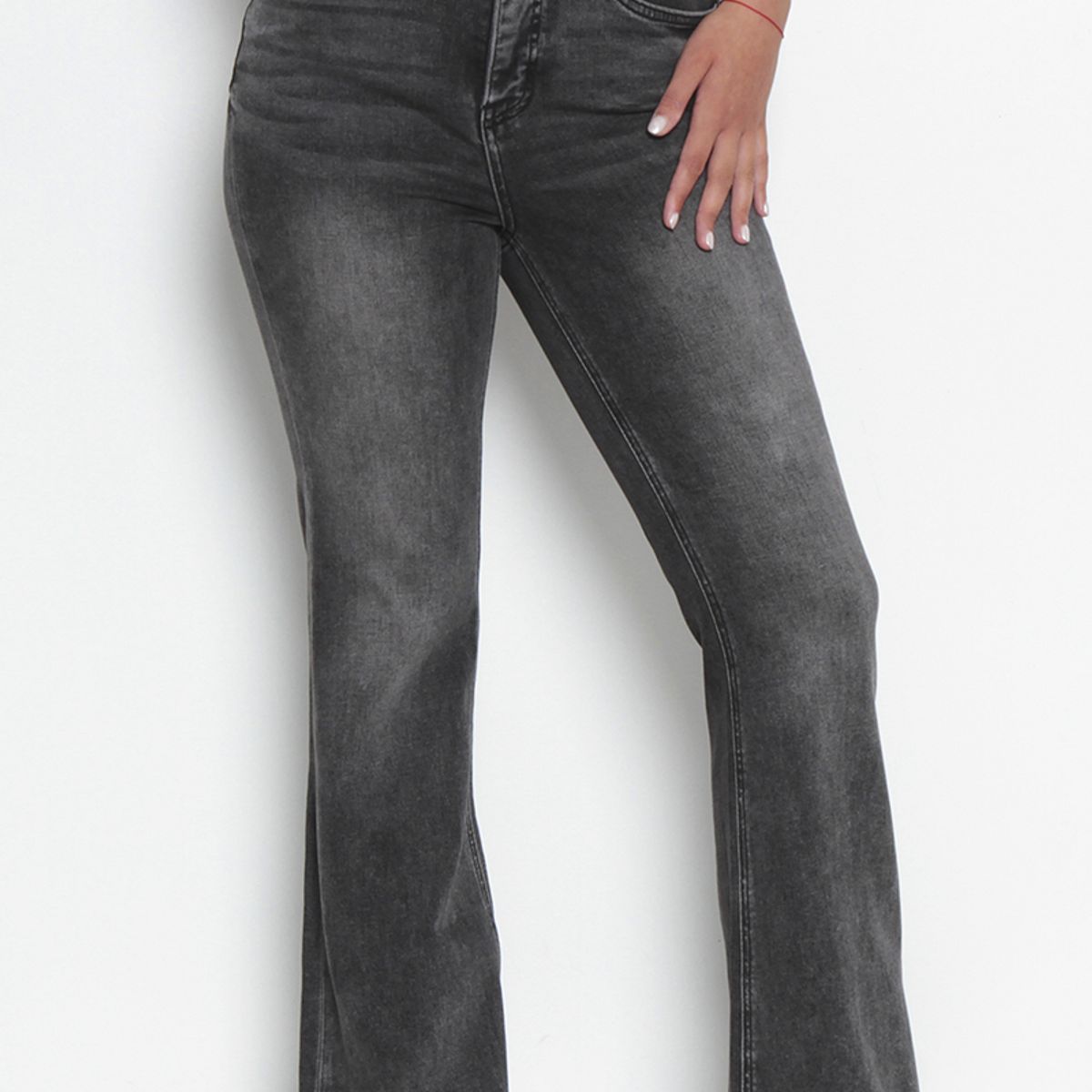 WADOS - JEANS MUJER FLARE TIRO ALTO PRETINA BASICA 1 BOTON