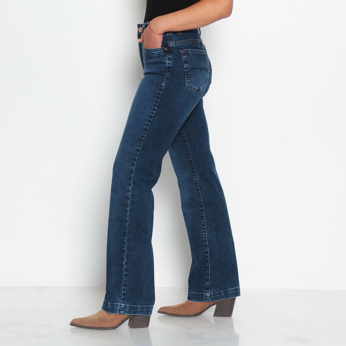 WADOS - JEANS RECTO TIRO ALTO UN BOTON PUSH IN PUSH UP BOTA RECTA