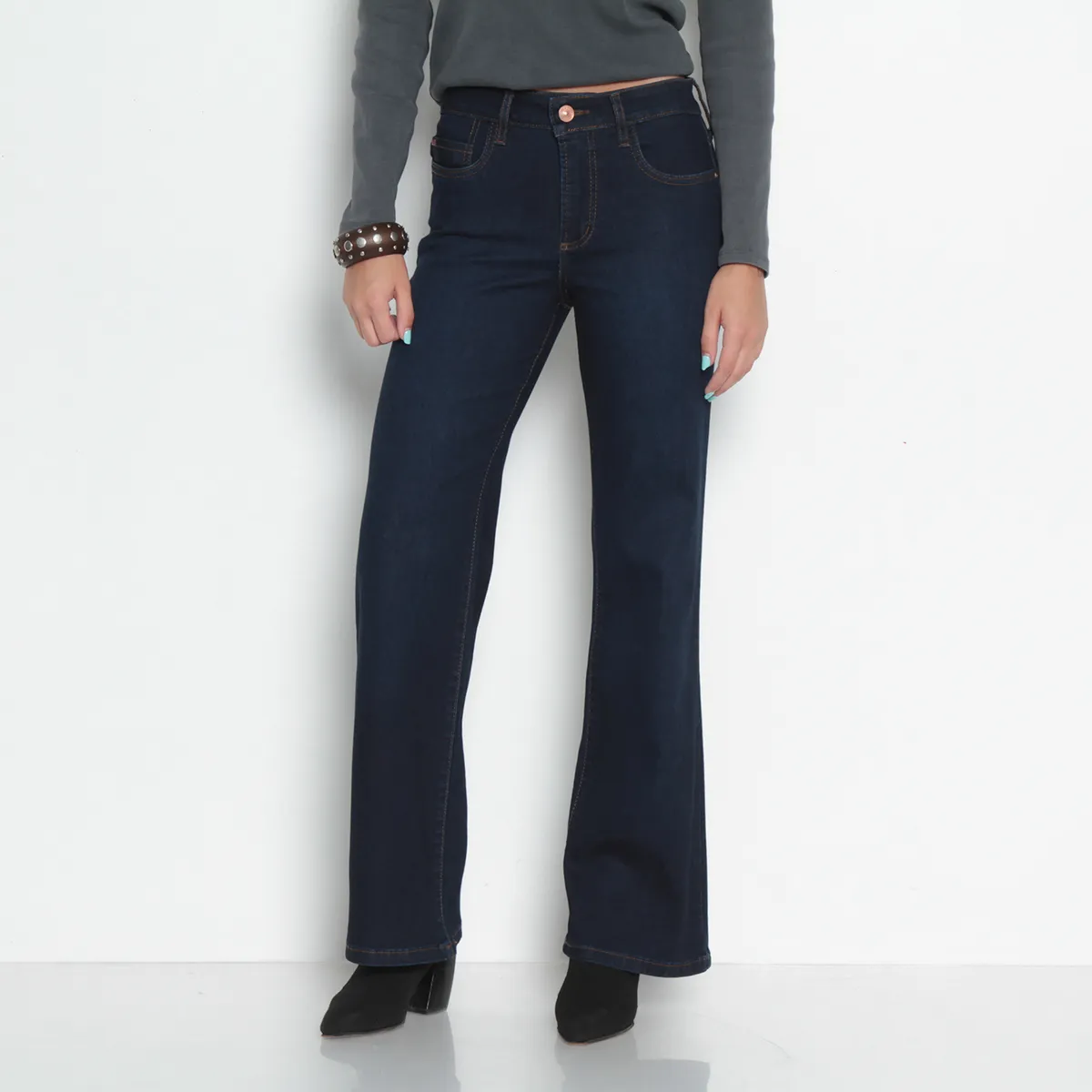 WADOS - JEANS MUJER  BASICO RECTO TIRO MEDIO PRETINA UN BOTON