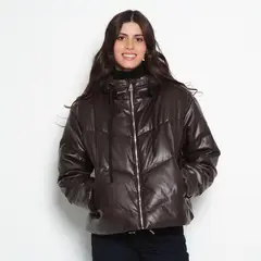 WADOS - PARKA MANGA LARGA PUFFER PU CON CAPUCHA