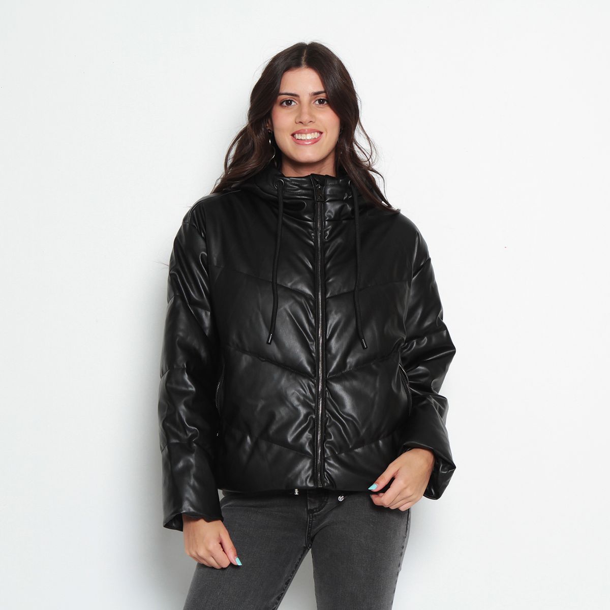 WADOS - PARKA MANGA LARGA PUFFER PU CON CAPUCHA