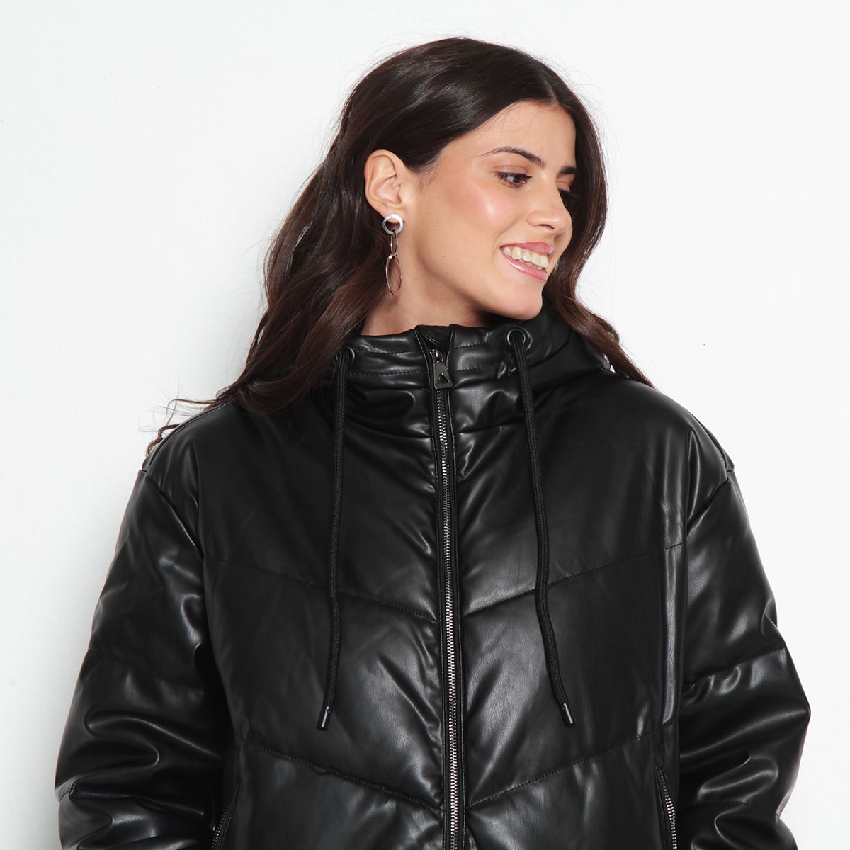 WADOS - PARKA MANGA LARGA PUFFER PU CON CAPUCHA