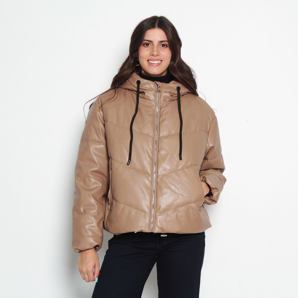 WADOS - PARKA MANGA LARGA PUFFER PU CON CAPUCHA