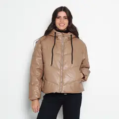 WADOS - PARKA MANGA LARGA PUFFER PU CON CAPUCHA