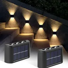 GENERICO - Pack X 2 Lampara Solar 6 Led Exterior Aplique De Muro