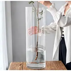 GENERICO - Florero de Cristal Cilíndrico Premium Grande 60x15cm Decoración Hogar