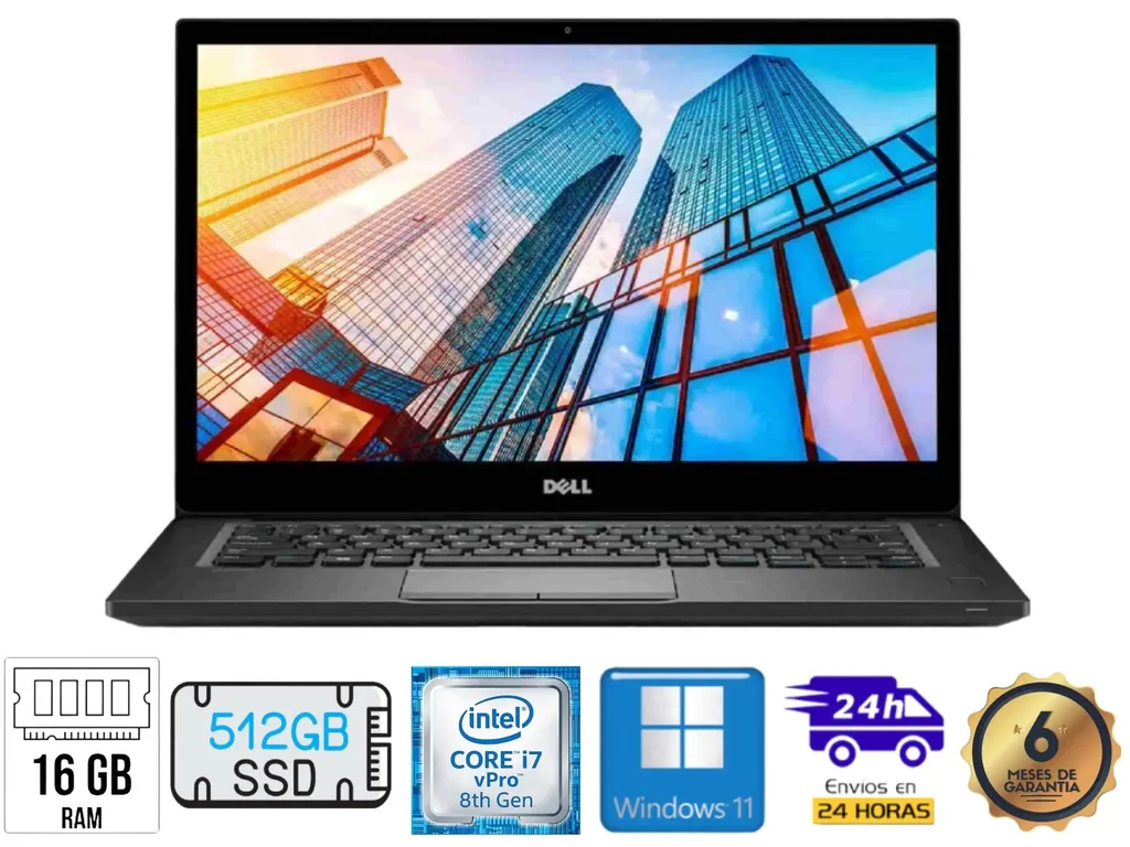 Latitude 7490 FHD i7-8650U 16GB Ram 512GB SSD Windows 11Pro Reacondicionado