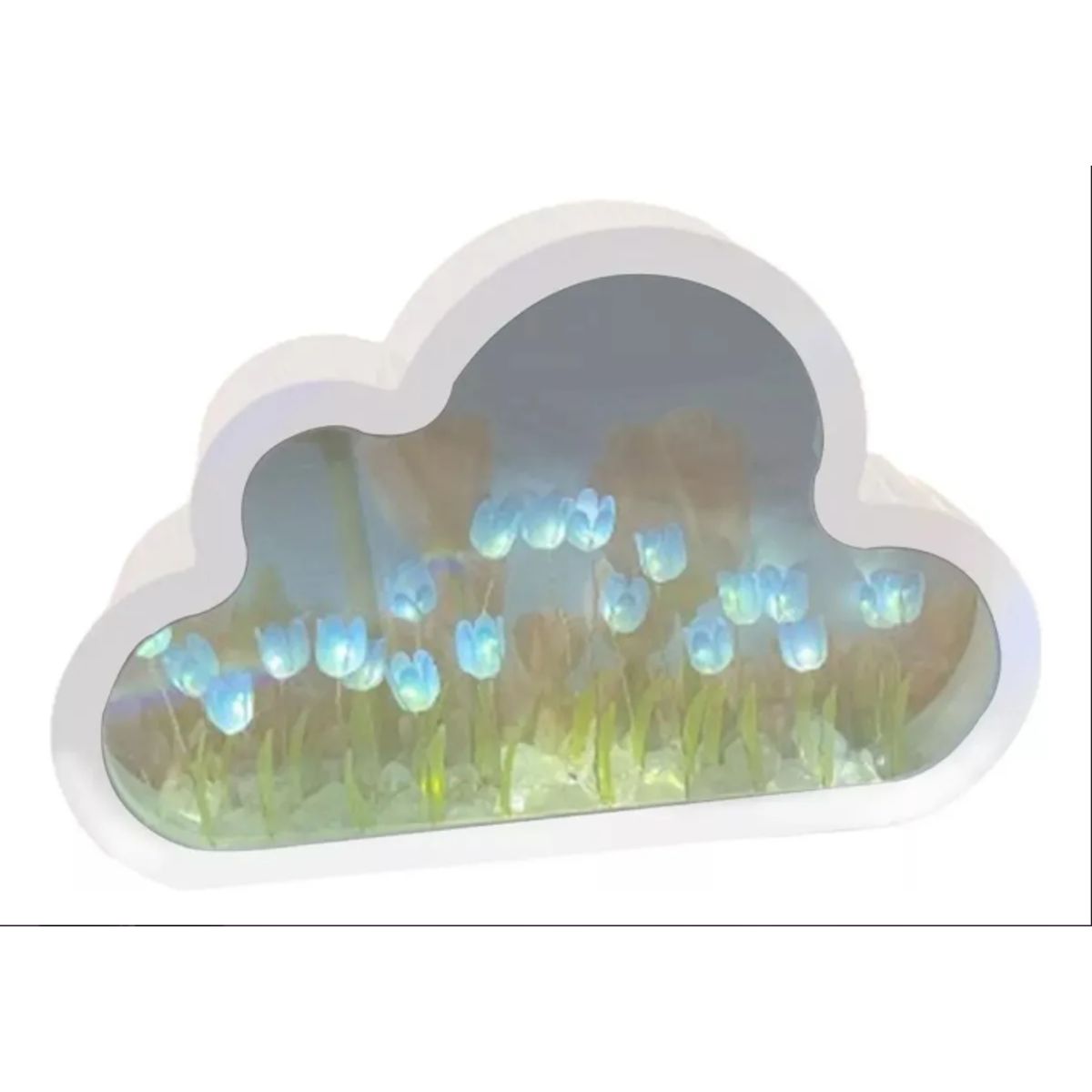 GENERICO - Luz De Noche Espejo De Tulipanes En Forma De Nube Blanco Celeste
