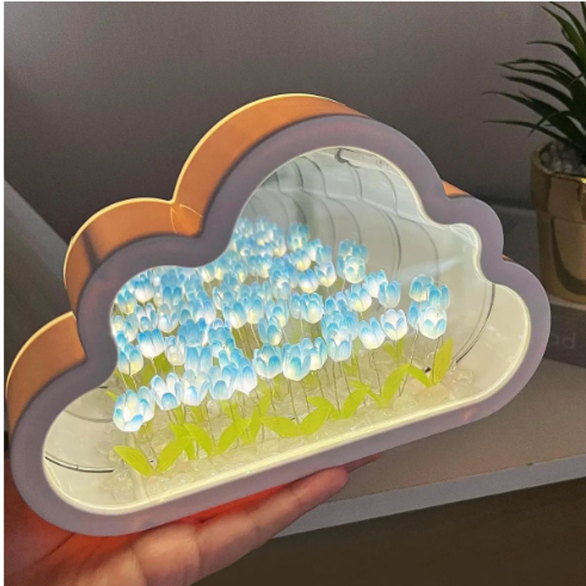 GENERICO - Luz De Noche Espejo De Tulipanes En Forma De Nube Blanco Celeste