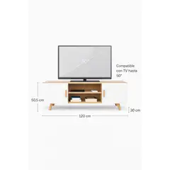 SPACE HOME - Rack TV 120 cm Blanco Terra Nova Diseño Minimalista