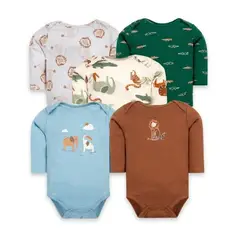 TEDMIMAK - Bodys manga larga pack 5 unidades leon cafe