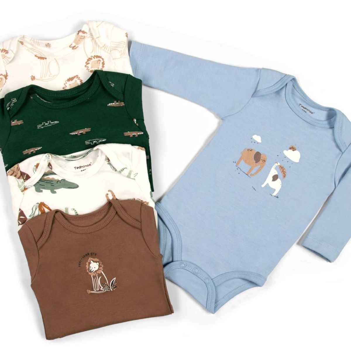 TEDMIMAK - bodys manga larga pack  5 unidades  leon cafe