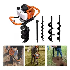 GENERICO - Ahoyador Barreno 63cc 3 Brocas y Extension Lic Japones Color Naranja Claro