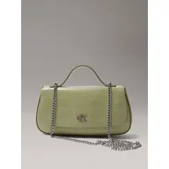 CALVIN KLEIN - Bandolera con Efecto Cocodrilo con Cadena Verde