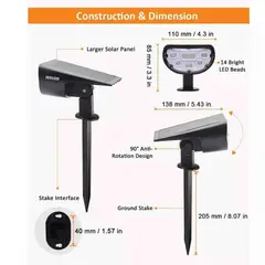 GENERICO - Pack 2 focos solar inalámbrico y decorativa led para exteriores 600lm/40W resistente al agua