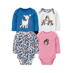 TEDMIMAK - Bodys manga larga 100% algodon pack de 4 unidades bambi