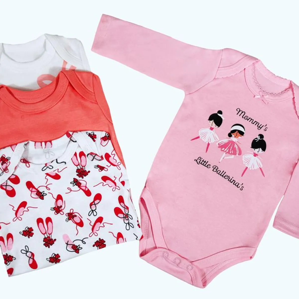 TEDMIMAK - bodys manga larga 100% algodon pack de 4 unidades niña