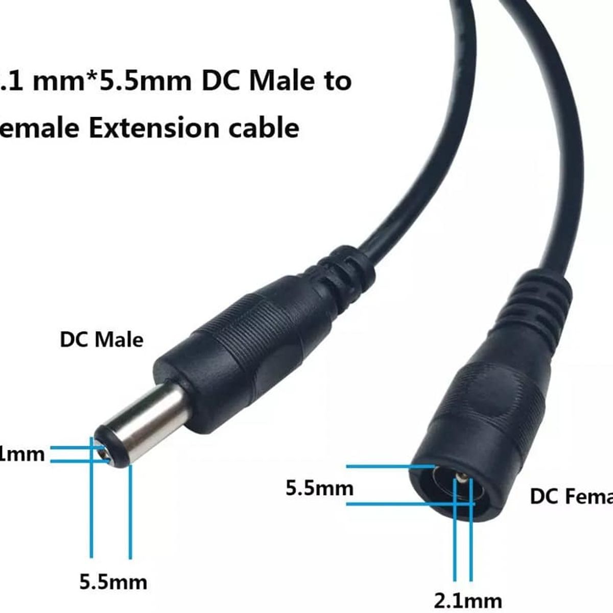 GENERICO - Cable adaptador de corriente de 12 V, extensión 15 m, para cámaras de seguridad, dvr, nvr, etc.
