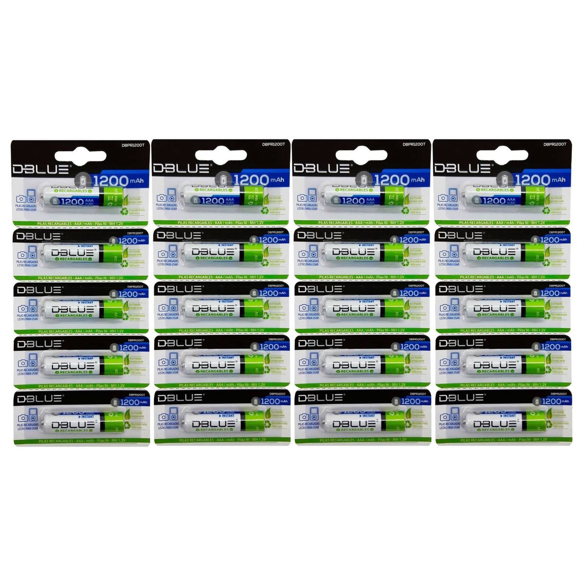 DBLUE - Pack 20 Pilas Recargables Aaa Dblue 1200mha 4 Blister X5